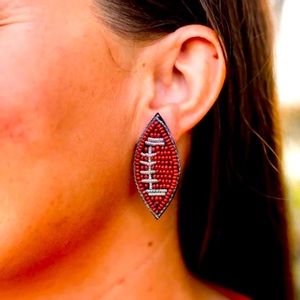 šæ Football Seed Bead Earrings, Brown, NWT